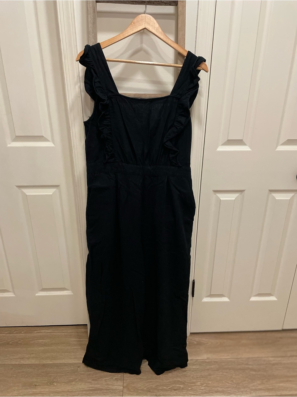 Who What Wear Black Ruffle-Trim Jumpsuit